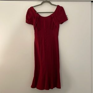 Retro style fit and flounce dress (red, s)